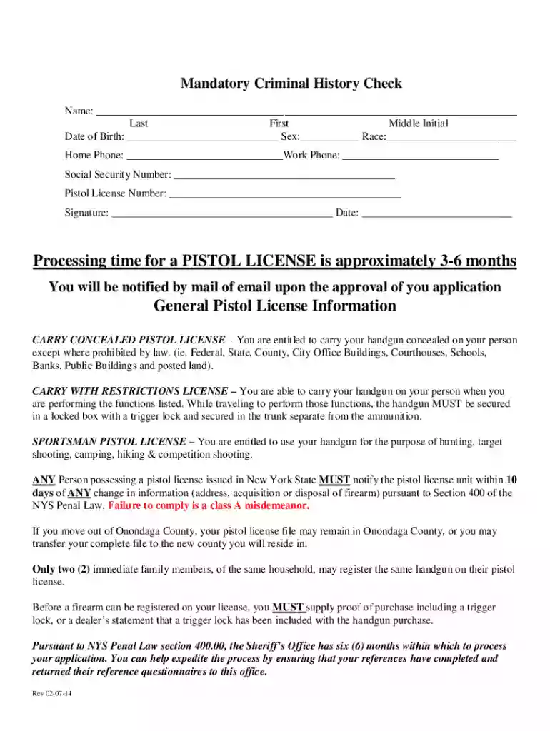 onondaga county pistol permit application 2024 Preview on Page 1
