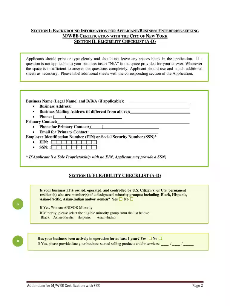 nyc mwbe certification checklist Preview on Page 1
