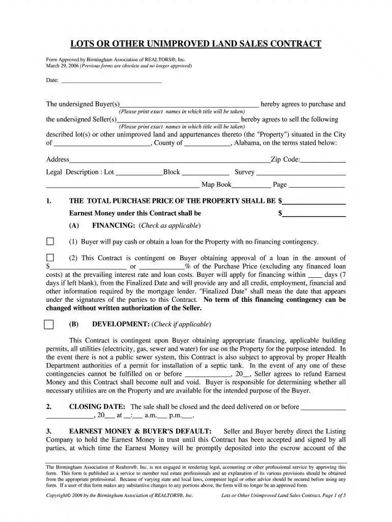 alabama land sale contract Preview on Page 1