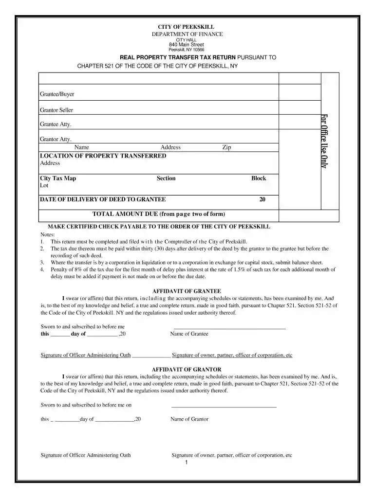 peekskill transfer tax form Preview on Page 1
