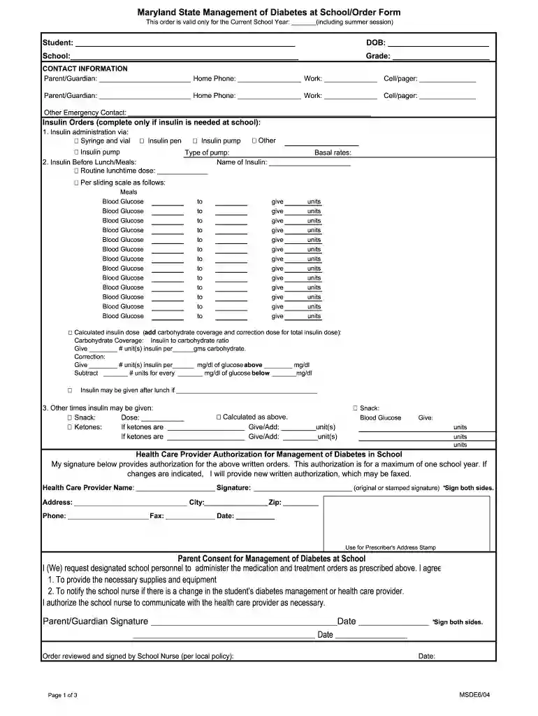 walgreens diabetic standard written order form Preview on Page 1
