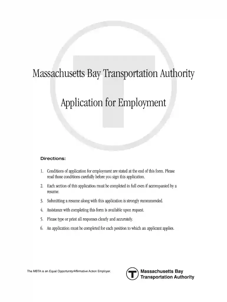 mbta job application Preview on Page 1
