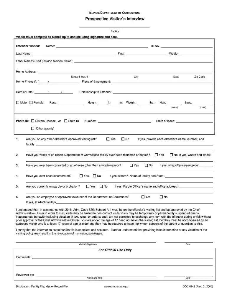 prospective visitor interview form 2006 Preview on Page 1