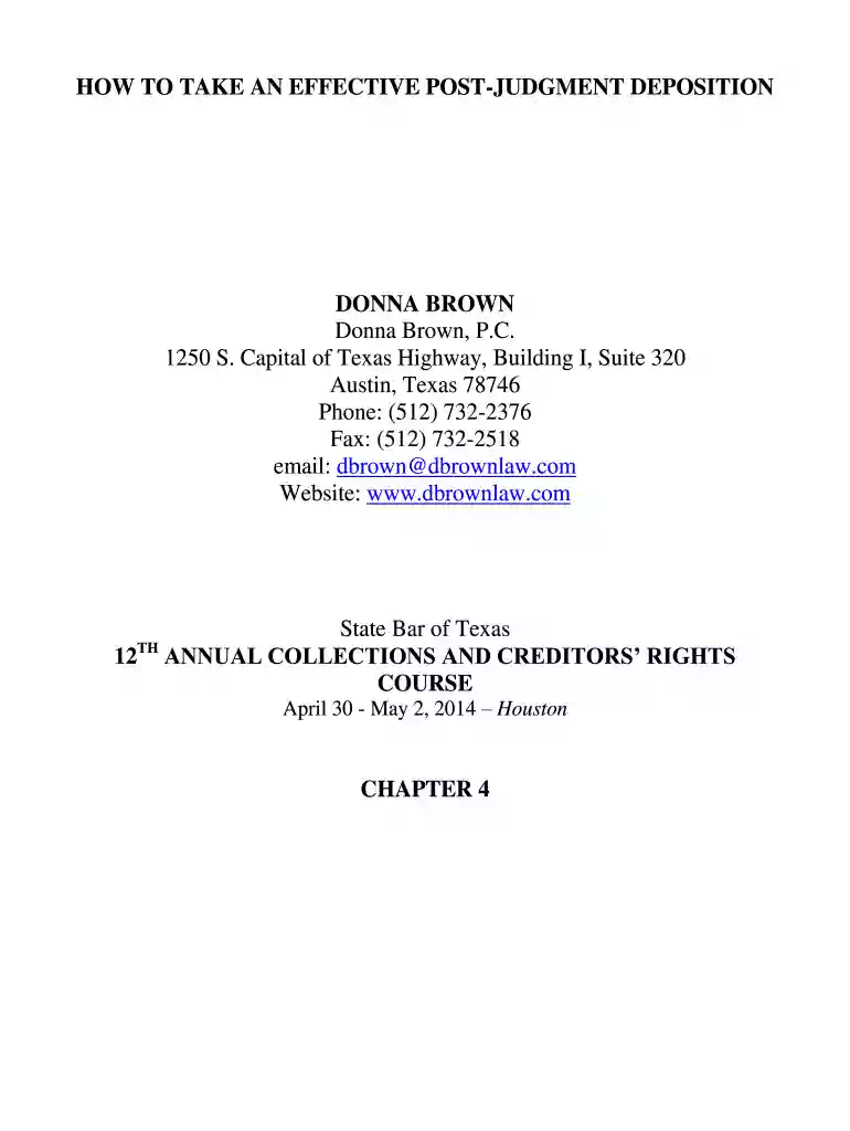 How to take an effective post-judgment deposition ... - dbrownlaw.com Preview on Page 1