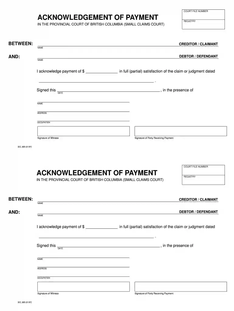 acknowledgement receipt of payment Preview on Page 1