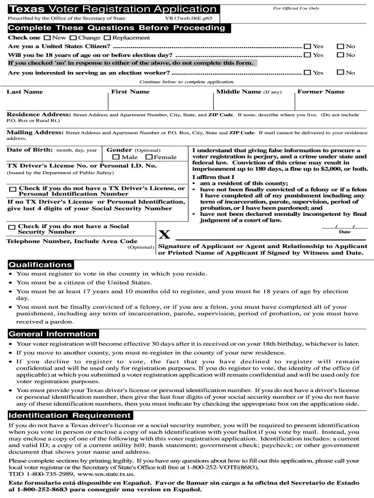 voter registration texas Preview on Page 1