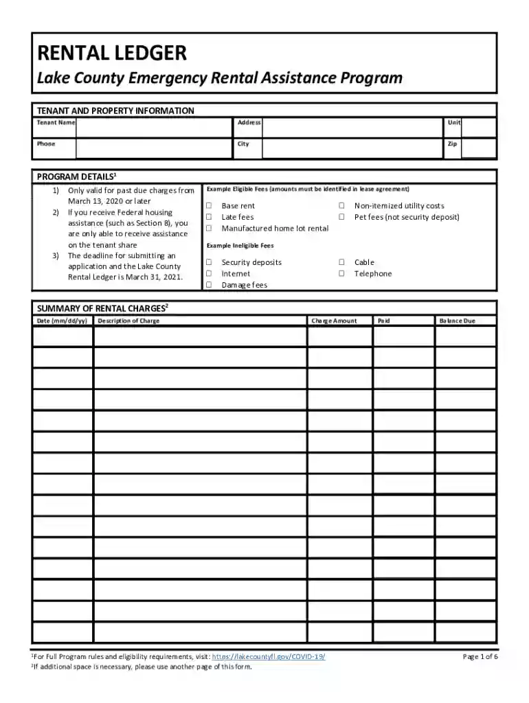 rent ledger template Preview on Page 1