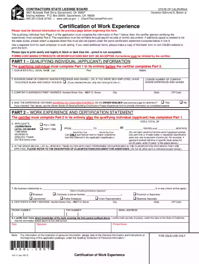 certification of work experience sample Preview on Page 1