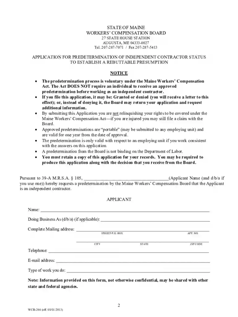 maine predetermination form Preview on Page 1