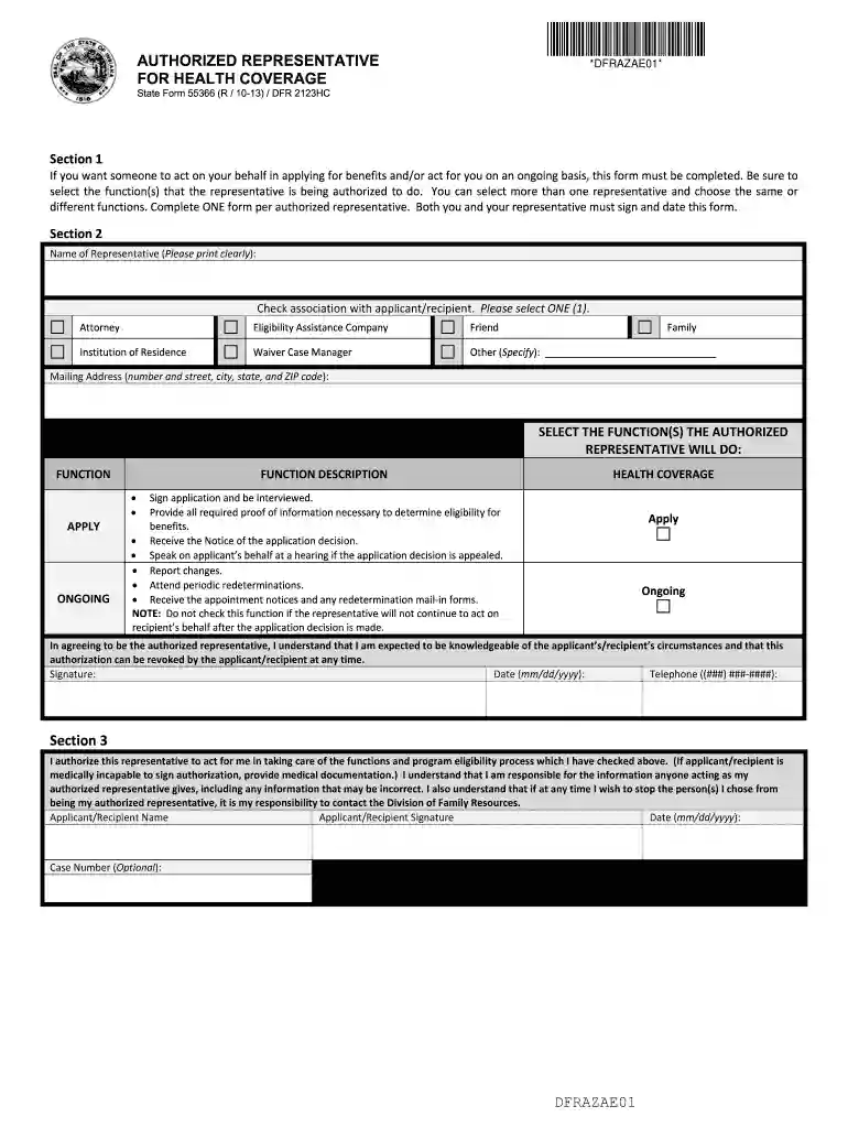 indiana medicaid authorized representative form Preview on Page 1