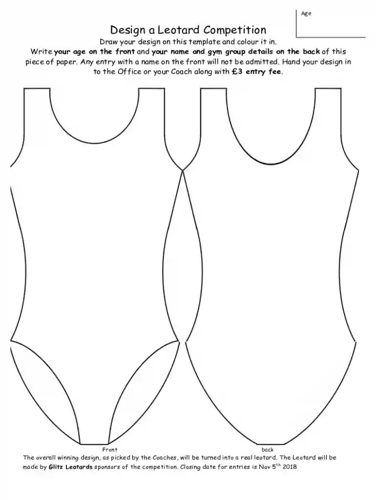 blank leotard template Preview on Page 1