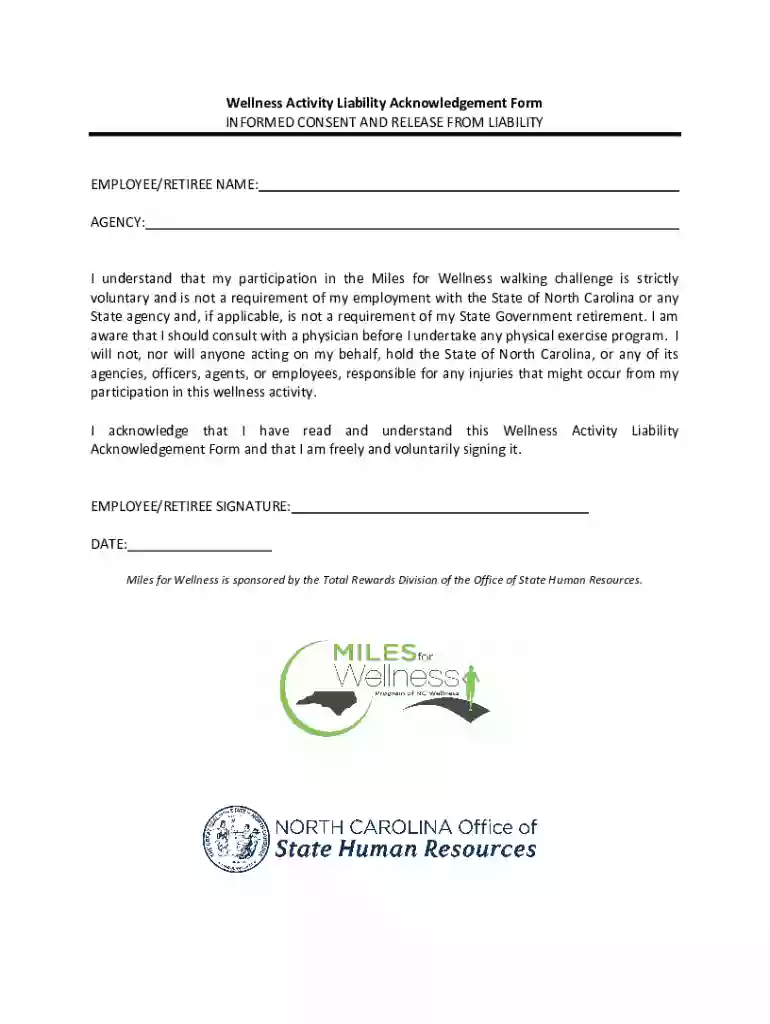 Wellness Activity Liability Acknowledgement Form INFORMED Preview on Page 1