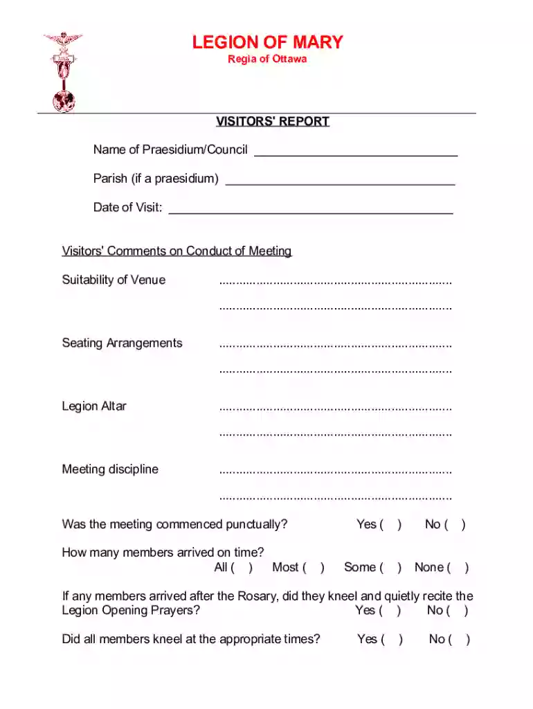 legion of mary president worksheet Preview on Page 1