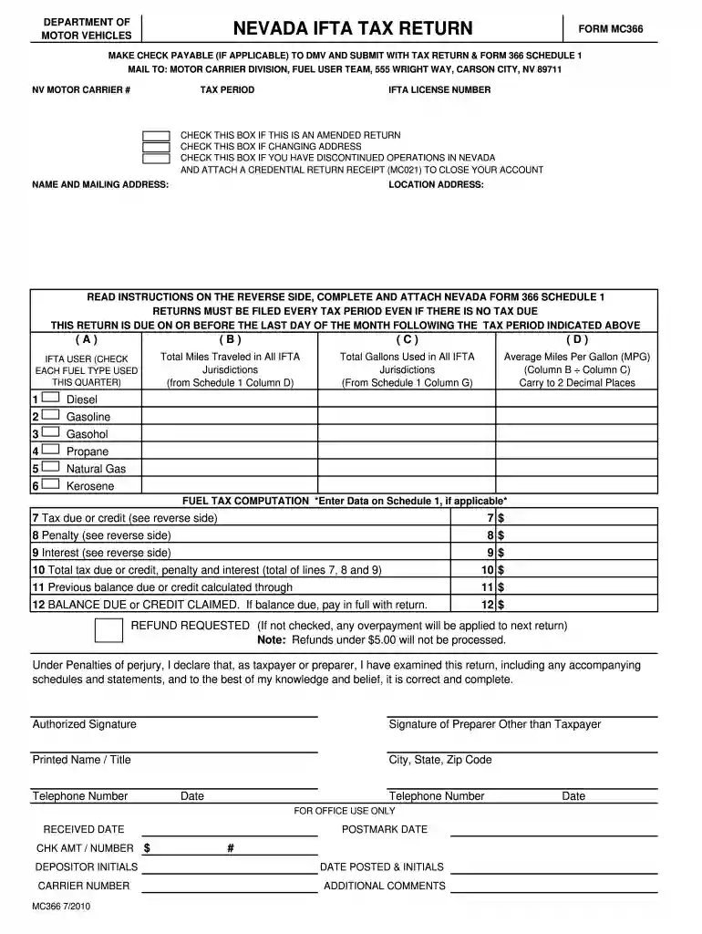 nevada form mc366 2010 Preview on Page 1