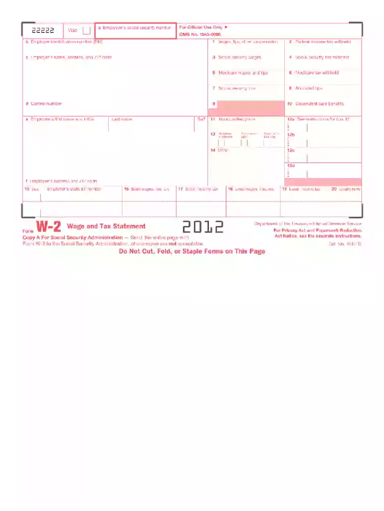 2012 w 2 forms Preview on Page 1