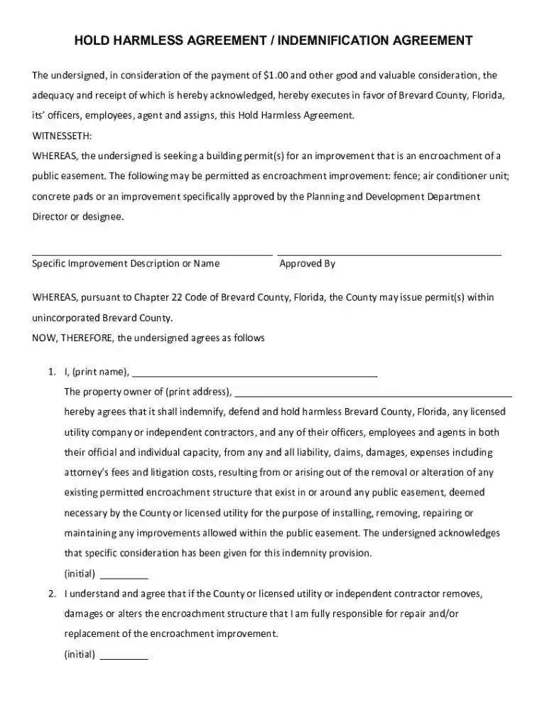 florida hold agreement form Preview on Page 1