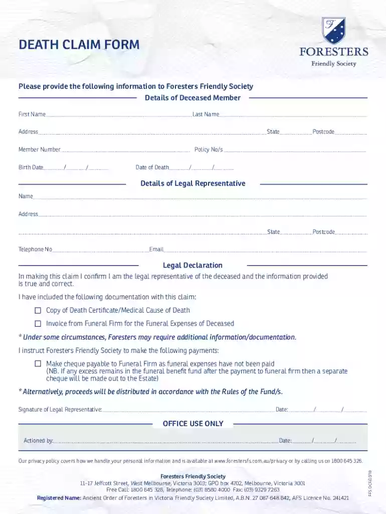 foresters life insurance claim forms Preview on Page 1
