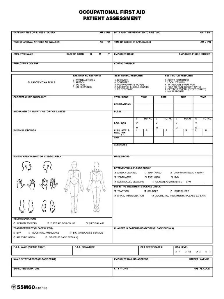 free printable patient assessment forms Preview on Page 1