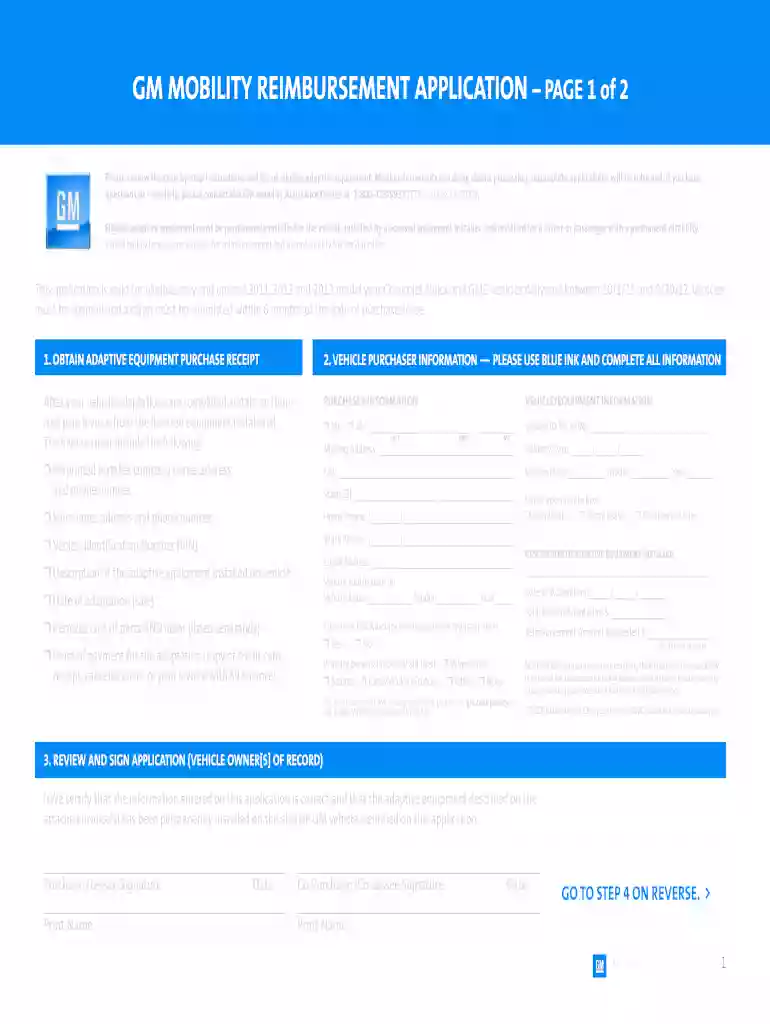 gm mobility rebate form Preview on Page 1