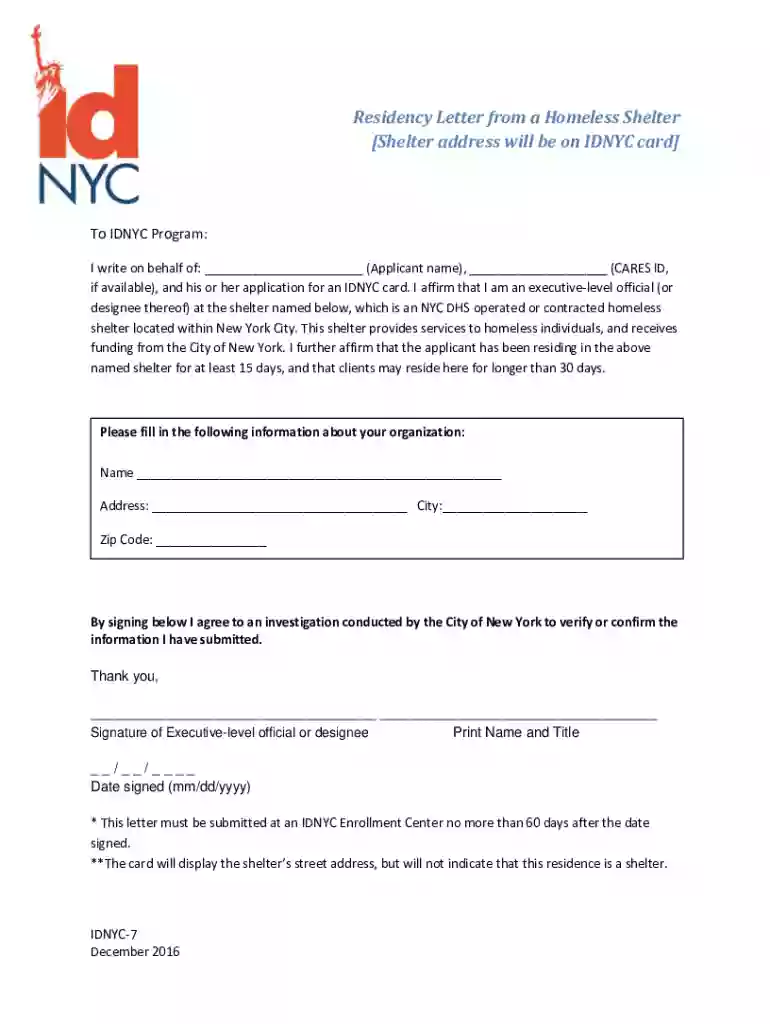 homeless verification letter Preview on Page 1