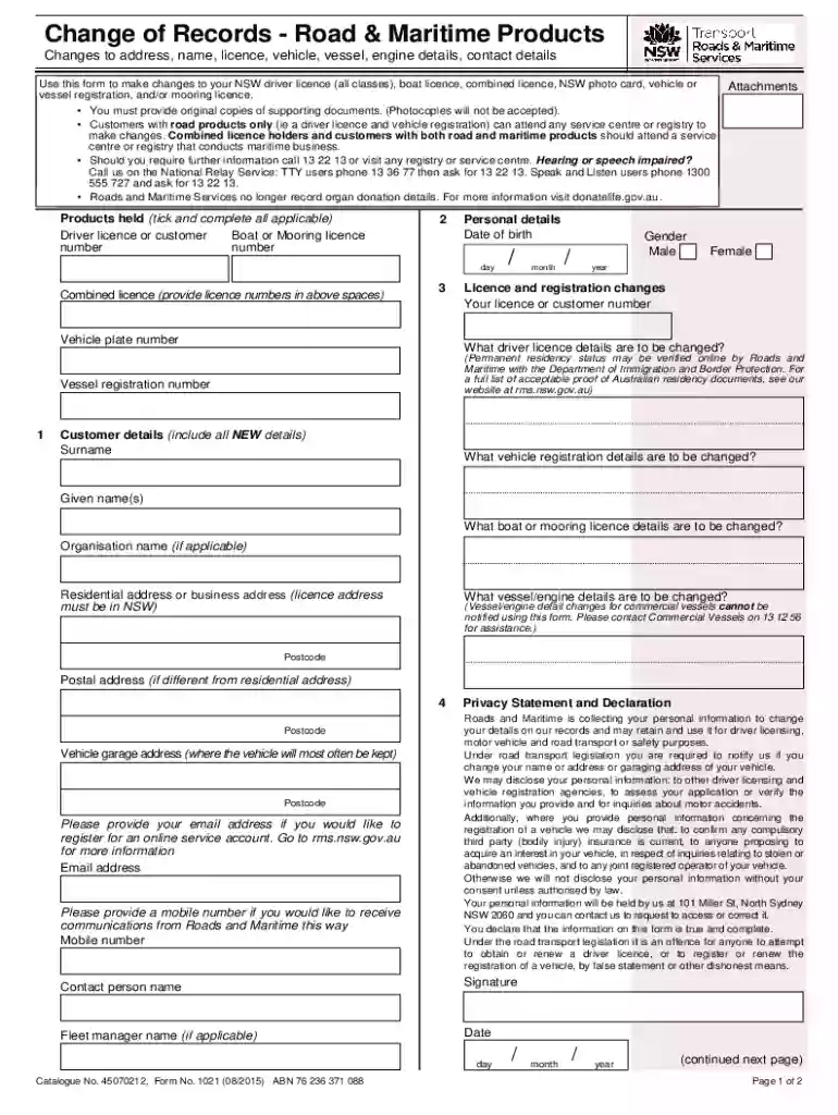Change the details on a vehicle's registrationService NSWChange the details on a vehicle's registrat Preview on Page 1