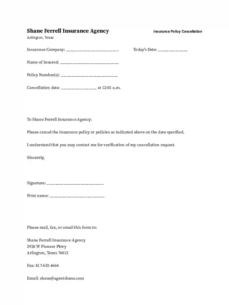 eg assurance cancellation form Preview on Page 1