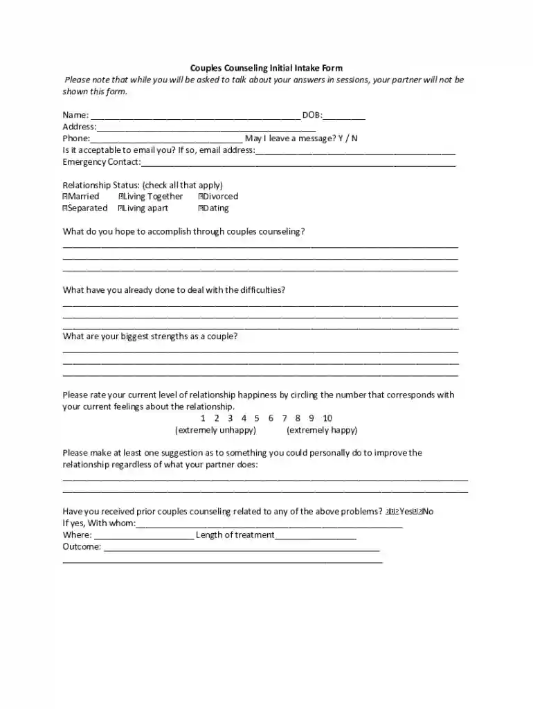 free printable couples therapy worksheets Preview on Page 1
