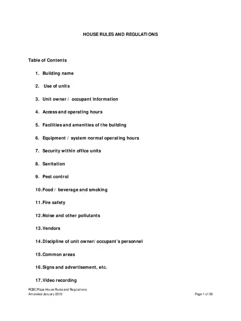 house rules and regulations Preview on Page 1