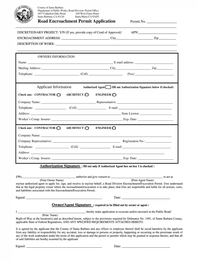 barbara encroachment permit Preview on Page 1