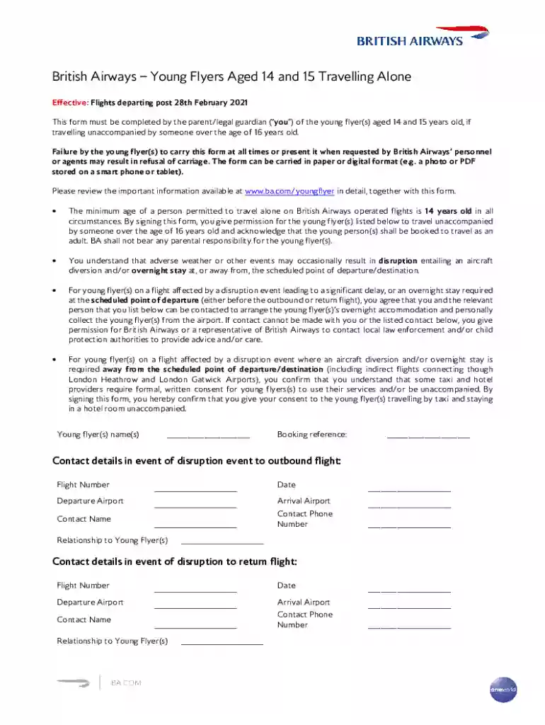 british airways young flyers form Preview on Page 1