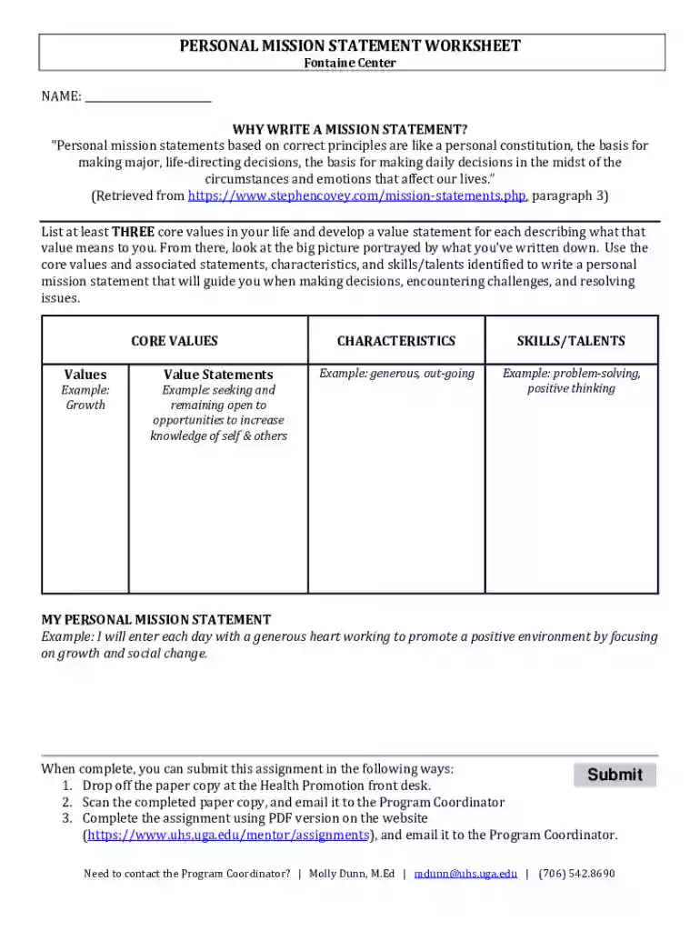The Five-Step Plan for Creating Personal Mission Statements Preview on Page 1