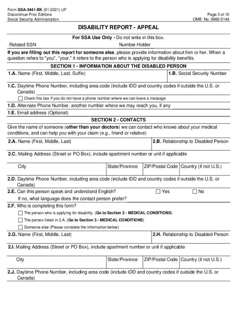 ssa 3441 bk fillable form download Preview on Page 1