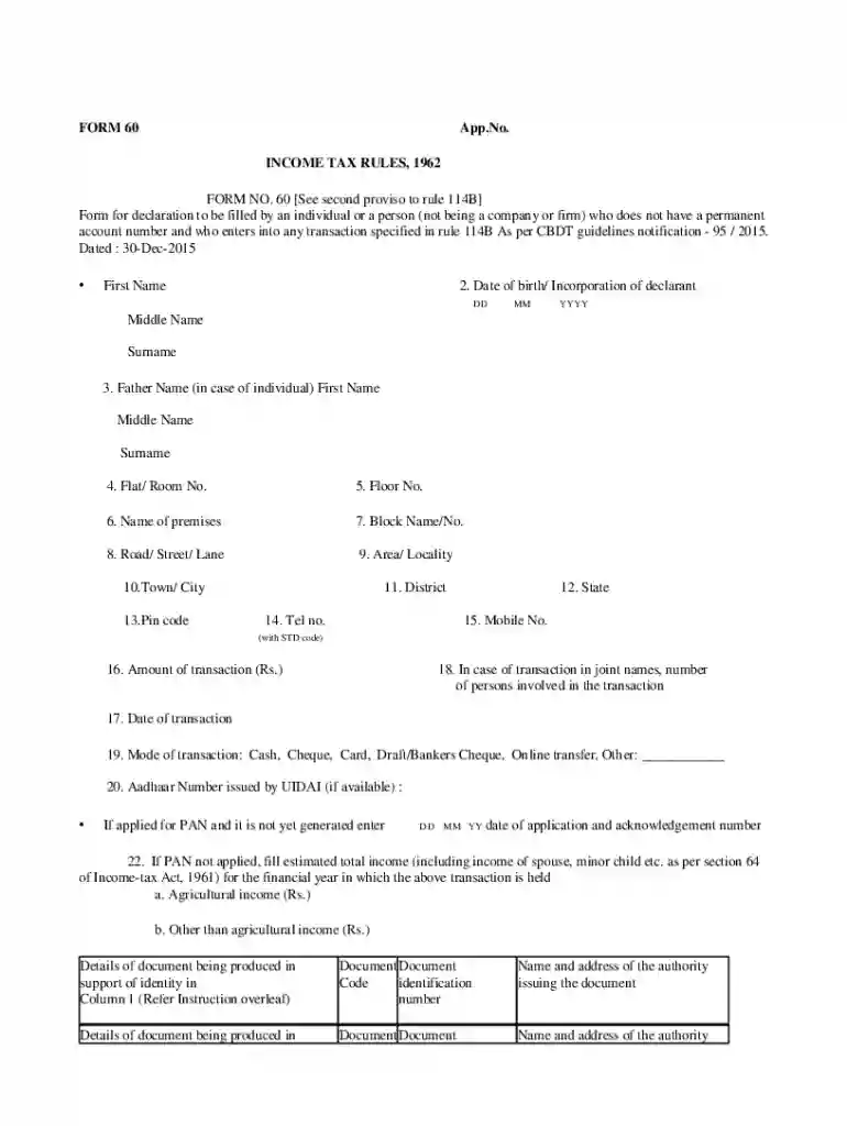 pan card form 60 pdf download Preview on Page 1