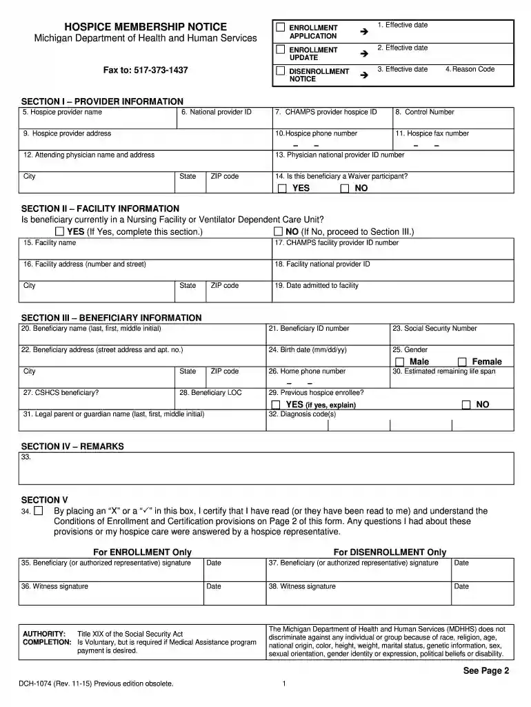 state of michigan hospice membership notice form Preview on Page 1