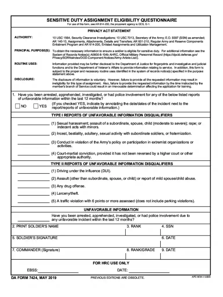 da form 7424 Preview on Page 1