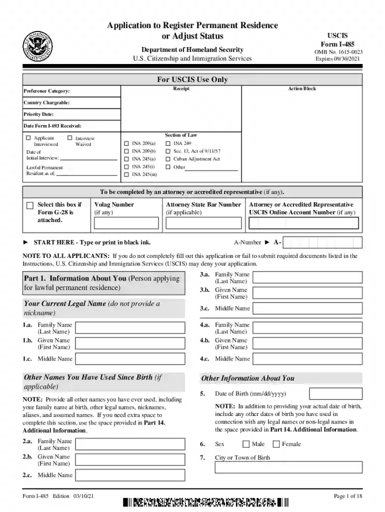 485 form Preview on Page 1