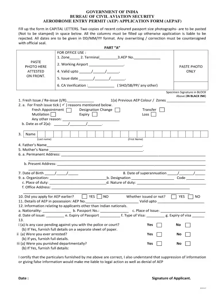 bcas aep form Preview on Page 1
