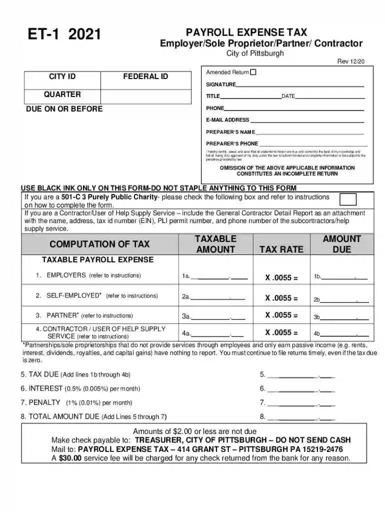 pittsburgh payroll expense tax Preview on Page 1