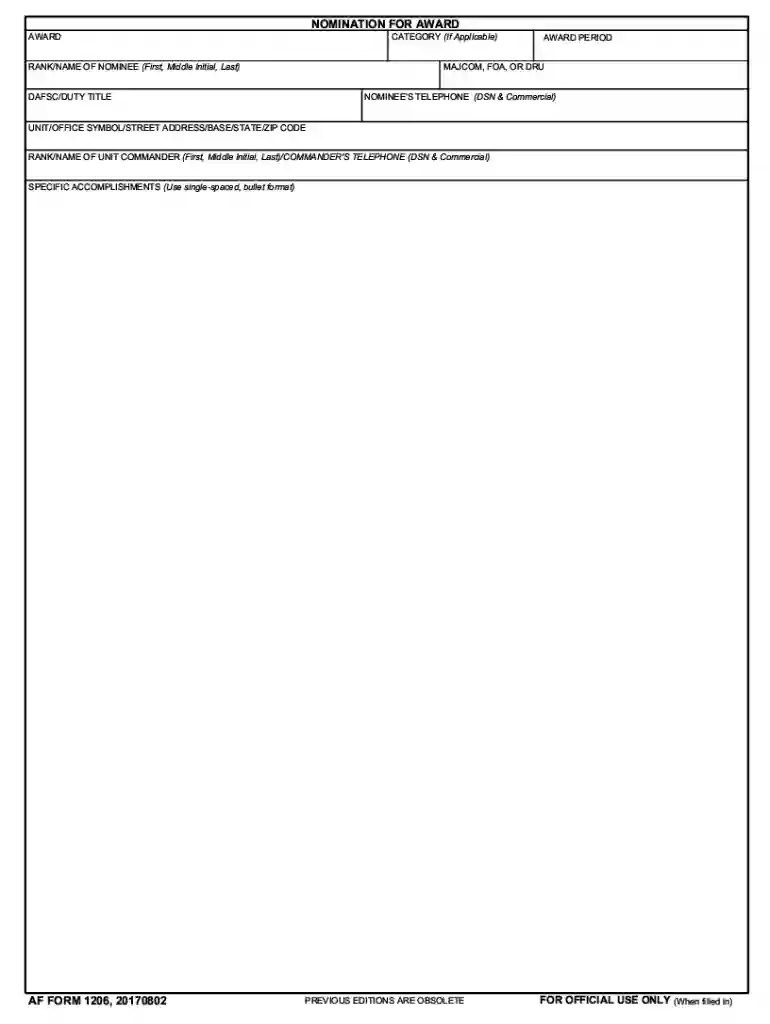 af form 1206 Preview on Page 1