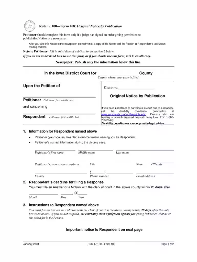 FL-108 - Original Notice by Publication Preview on Page 1