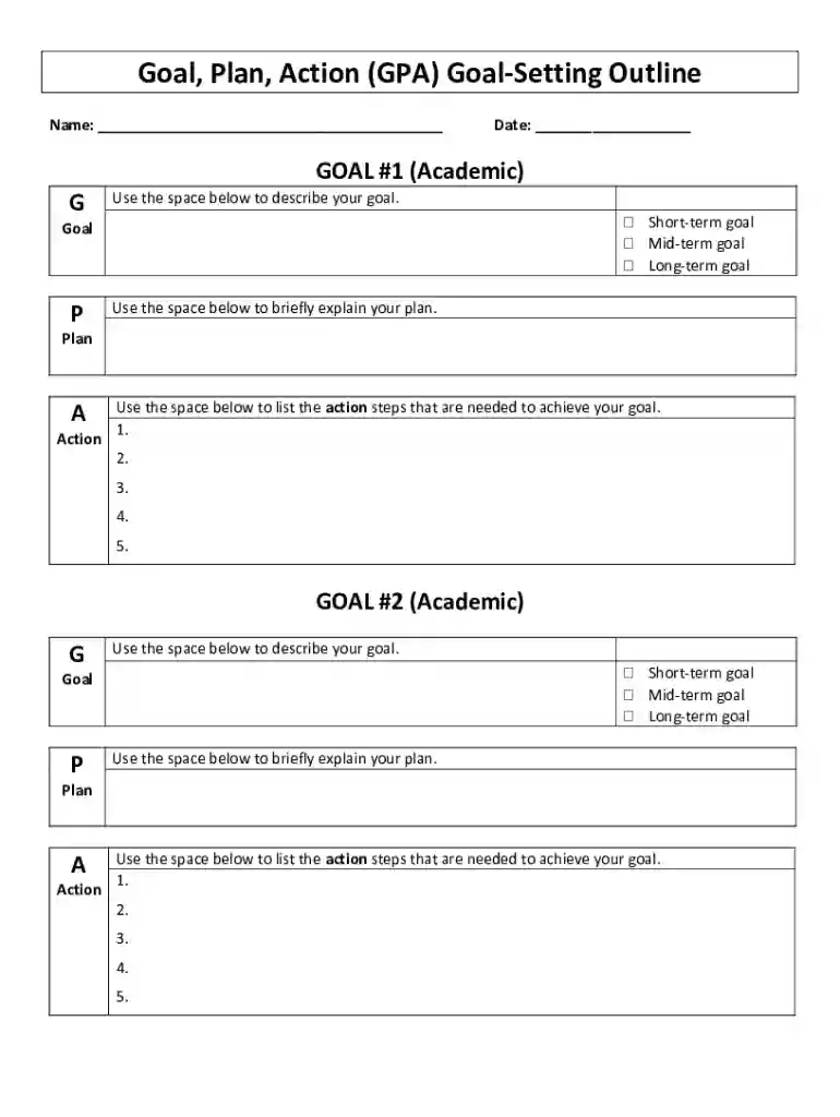 goal plan action gpa goal setting outline Preview on Page 1