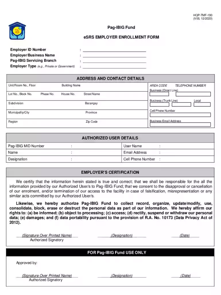 esrs employer enrollment form Preview on Page 1