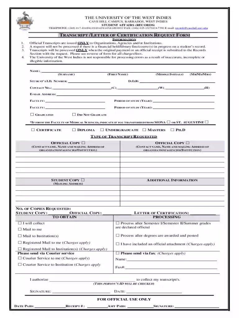 uwi transcript Preview on Page 1