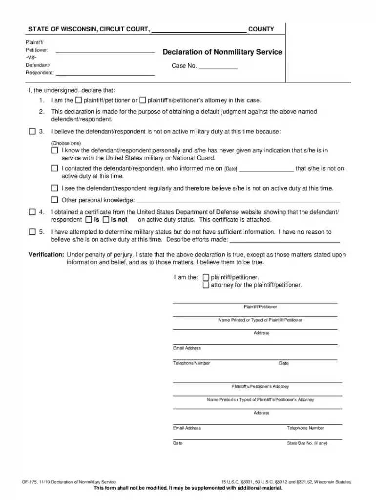 PDF GF-175 - STATE OF WISCONSIN, CIRCUIT COURT, Preview on Page 1