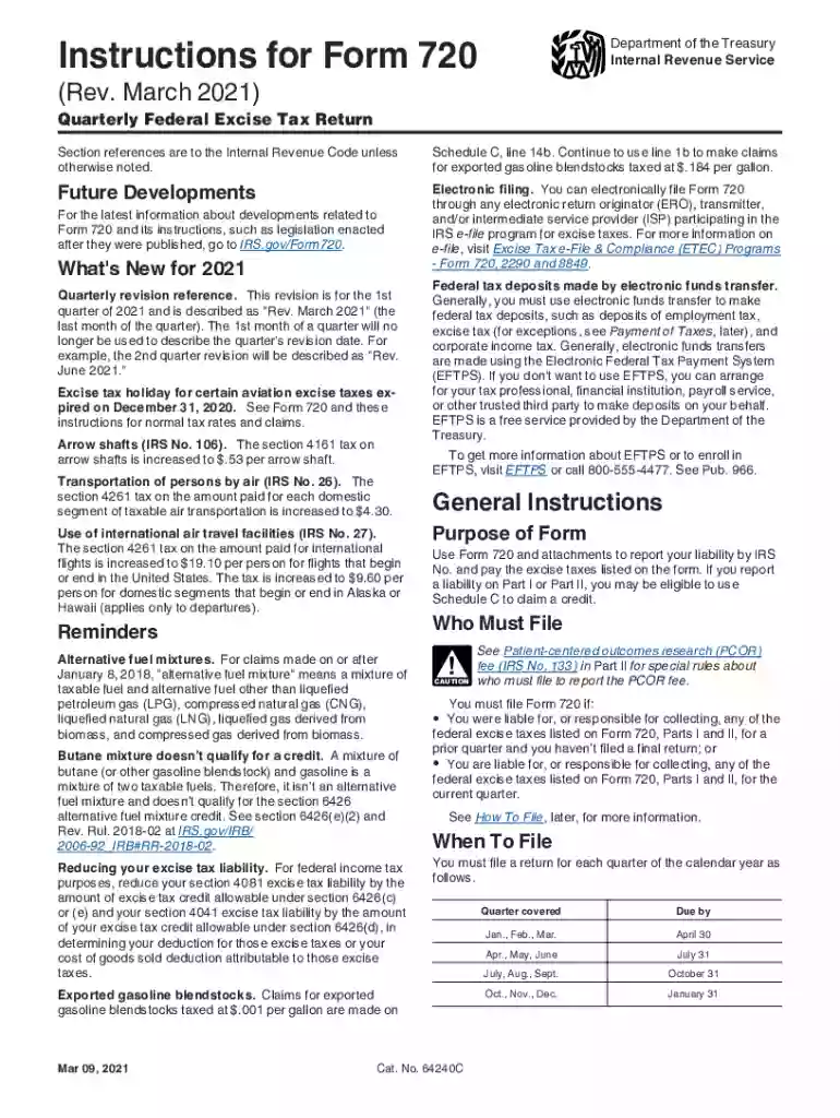 2021 instructions 720 excise form Preview on Page 1