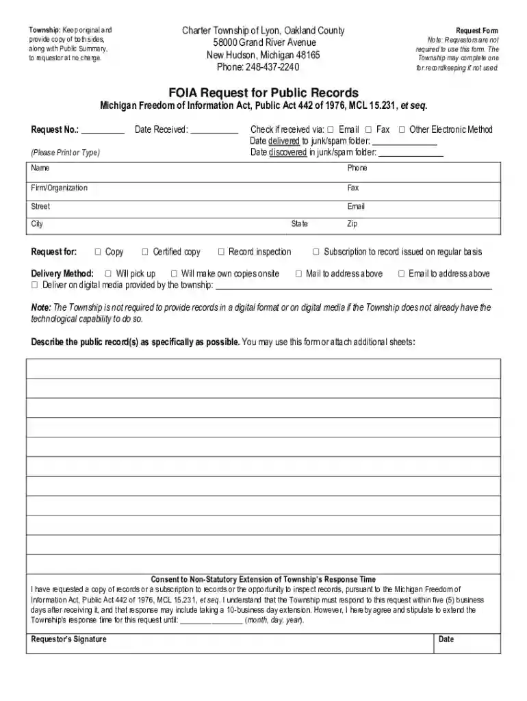 Notice of Denial of FOIA Request Michigan Freedom of Preview on Page 1