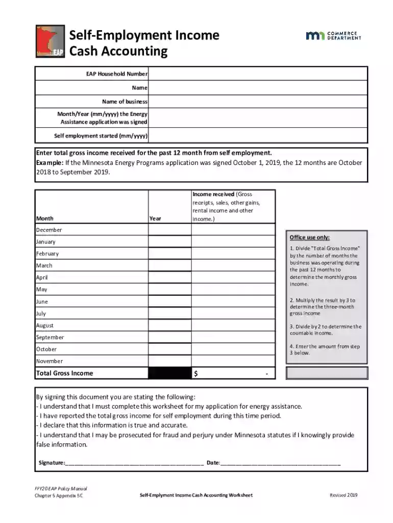 self employment income worksheet Preview on Page 1