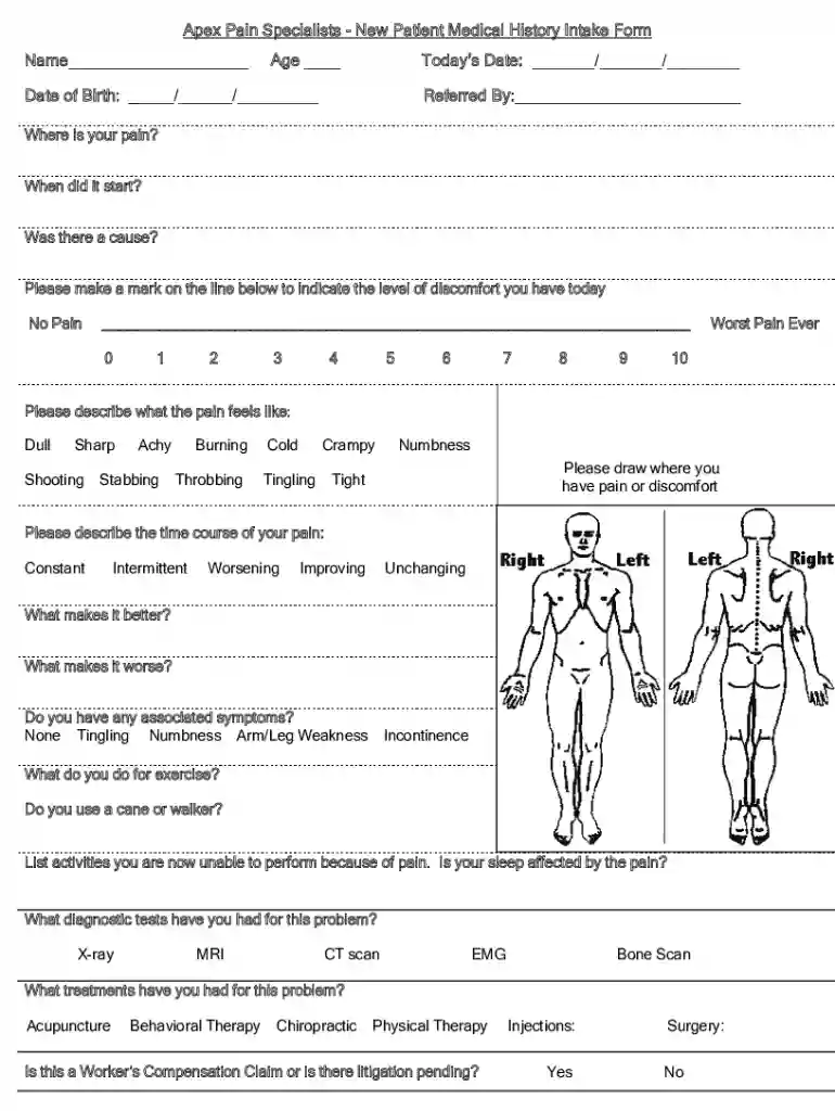 Medical History Initial Intake Form Preview on Page 1