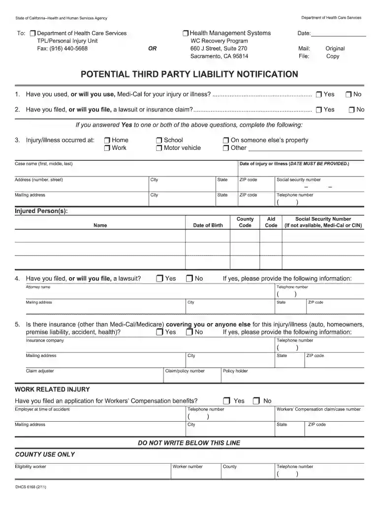 dhcs 6168 pdf form Preview on Page 1