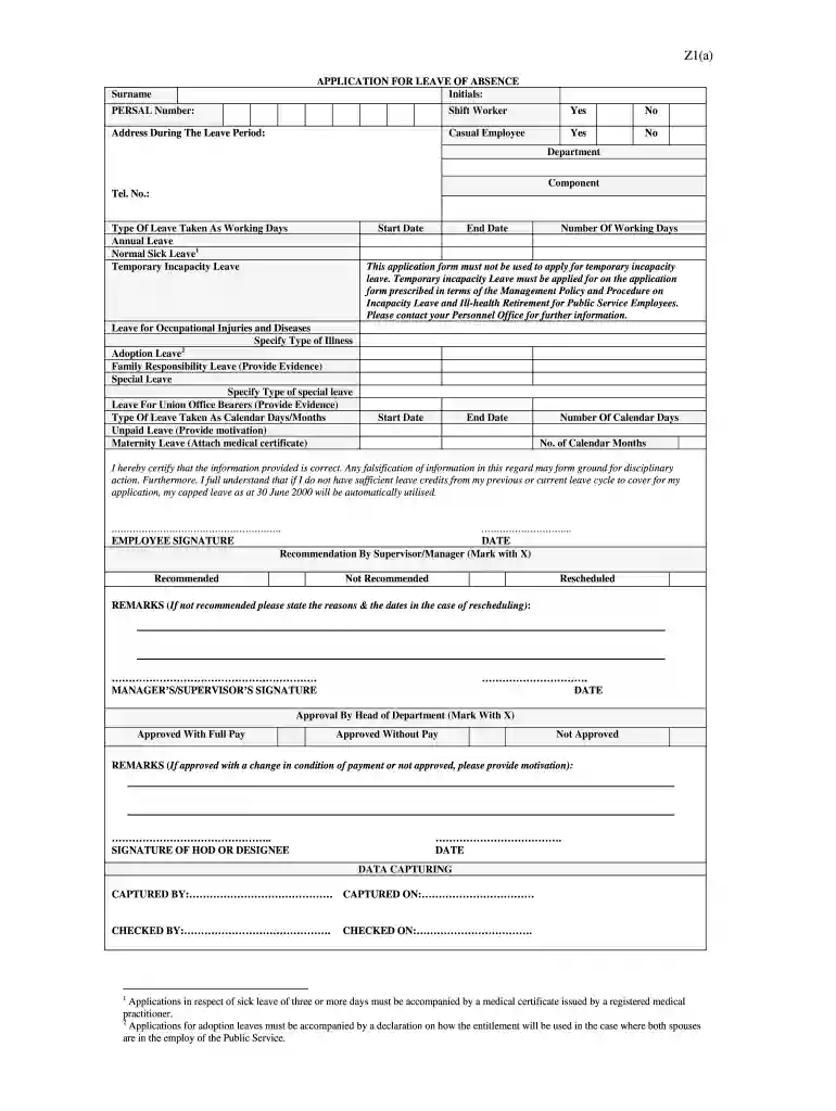 z1 leave form word format Preview on Page 1